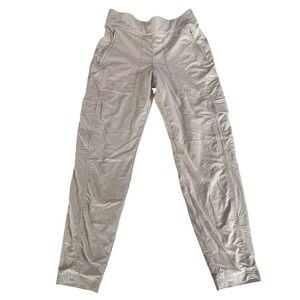 Athleta Chelsea Cargo Lined Pants Beige Tan Womens Size 4 Activewear Tapered Leg